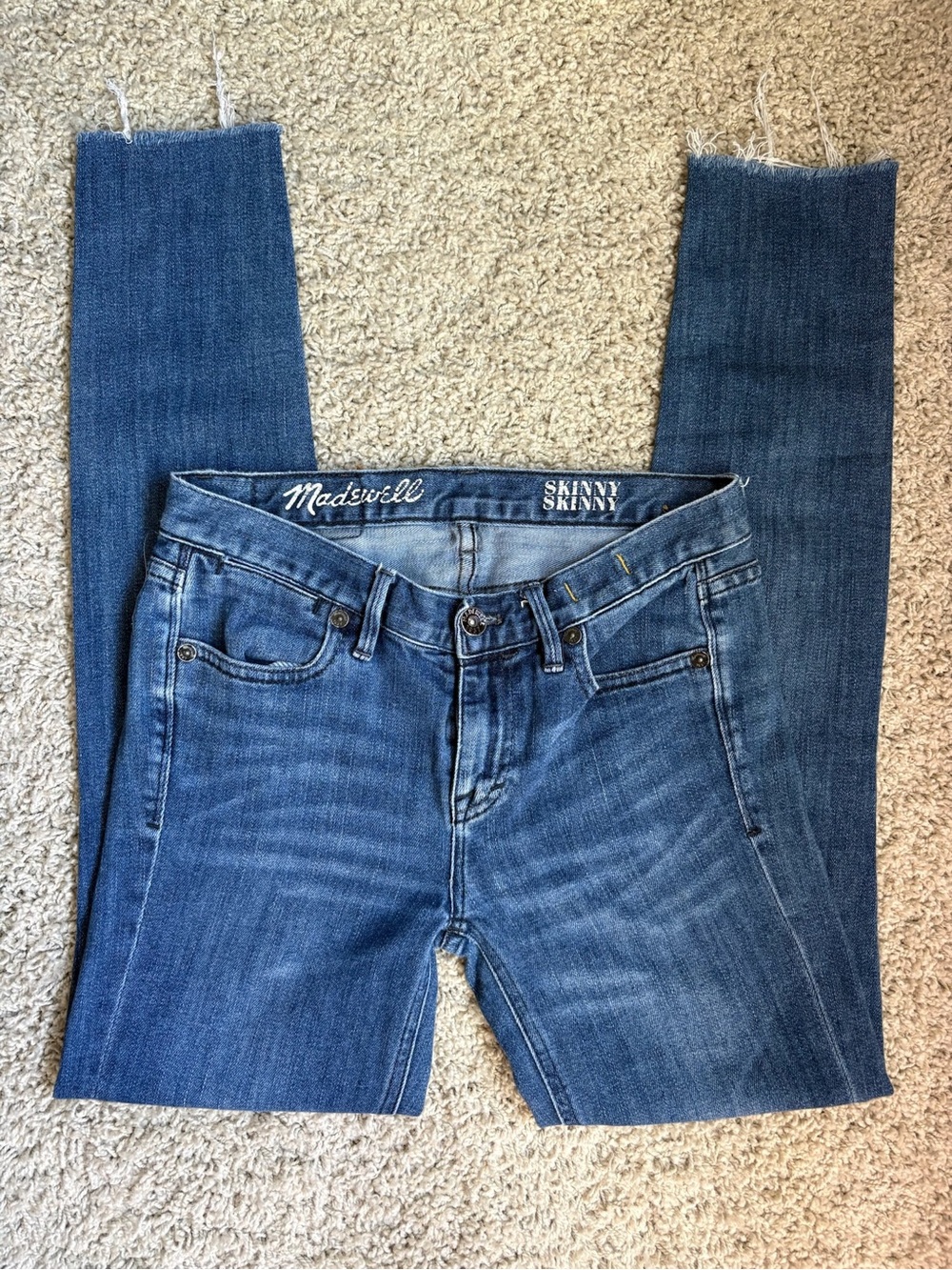 Madewell Skinny Skinny Jeans Raw Hem Medium Wash